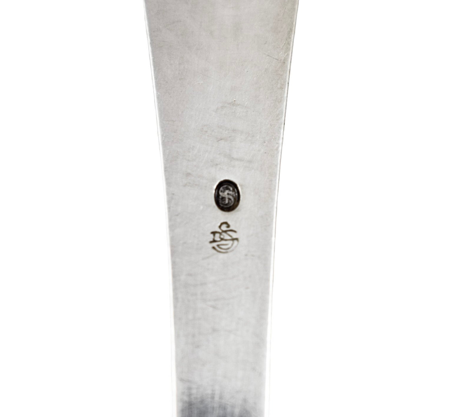 Art Deco Danish 830 silver large serving spoon engraved with flower, DGS