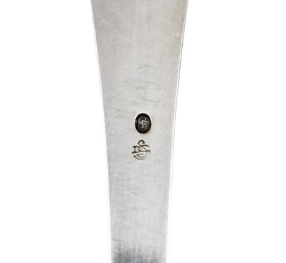 Art Deco Danish 830 silver large serving spoon engraved with flower, DGS