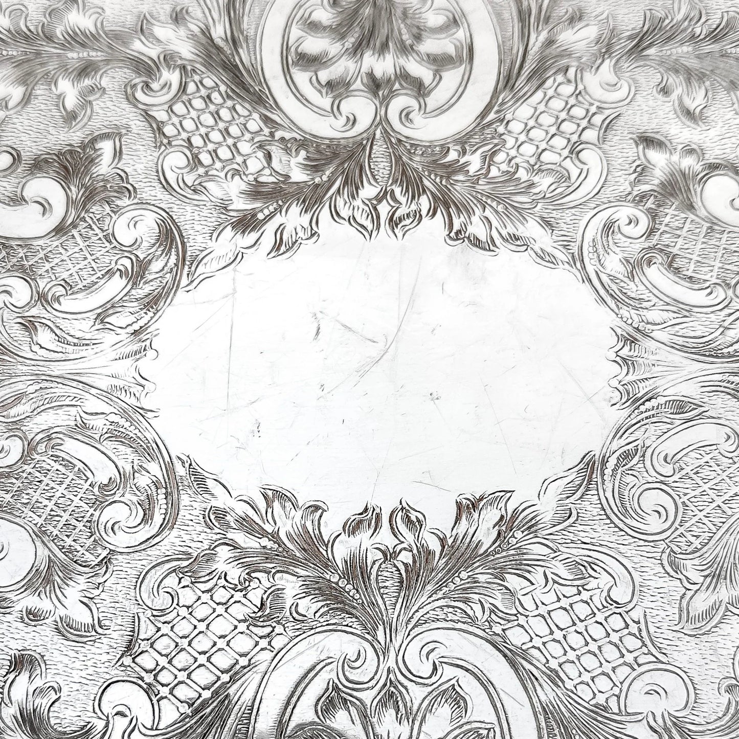 Vintage silver plated oval gallery serving tray on bird claw feet, in Louis XV style