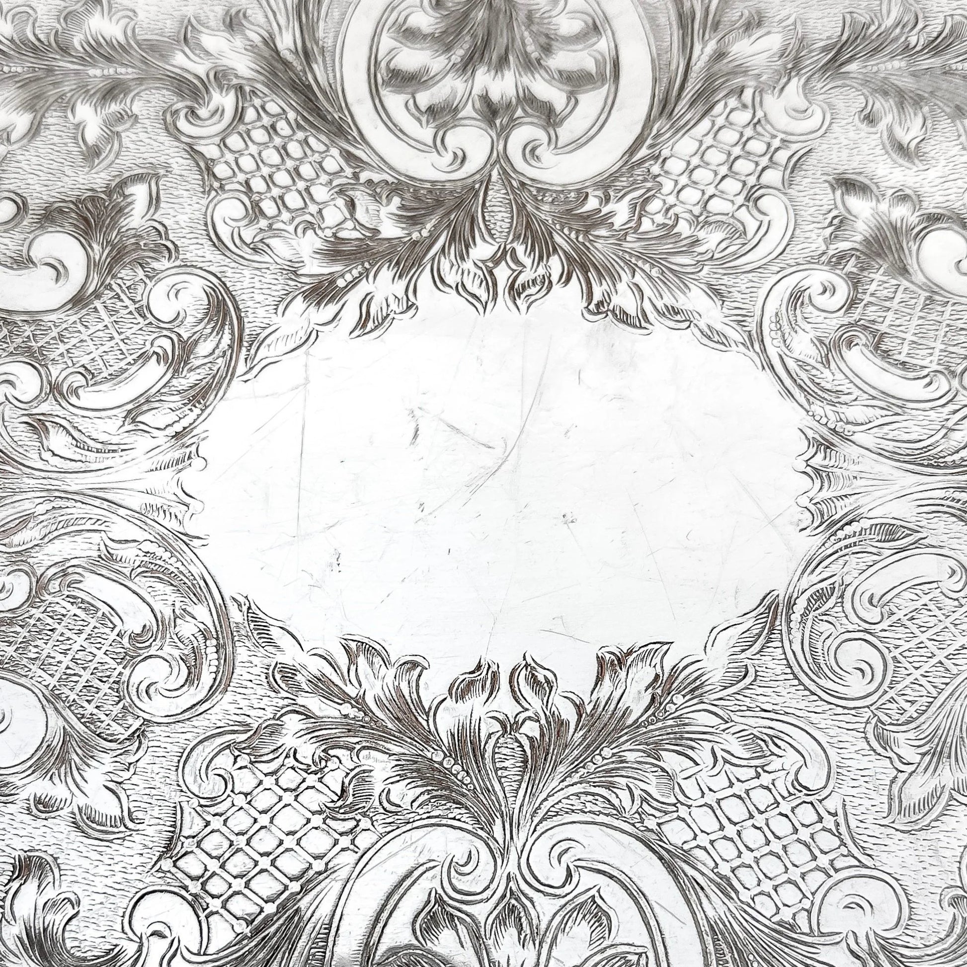 Vintage silver plated oval gallery serving tray on bird claw feet, in Louis XV style
