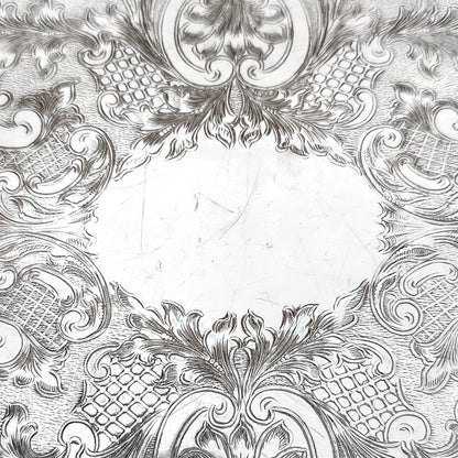 Vintage silver plated oval gallery serving tray on bird claw feet, in Louis XV style