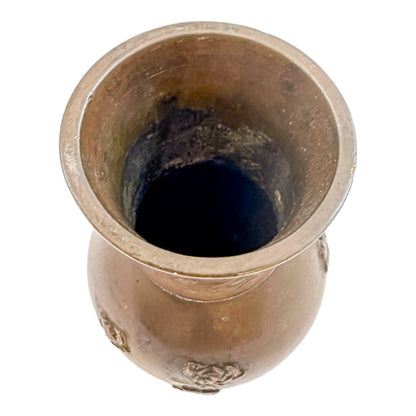 Japanese Meiji era baluster bronze vase with flower and bird motif