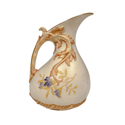 Art Nouveau Royal Worcester blush ivory asymmetric ewer vase