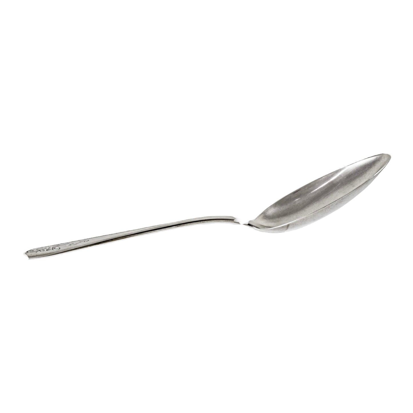 Art Deco Danish 830 silver large serving spoon engraved with flower, DGS