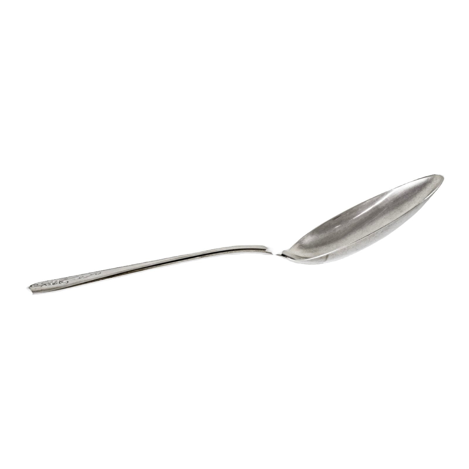 Art Deco Danish 830 silver large serving spoon engraved with flower, DGS