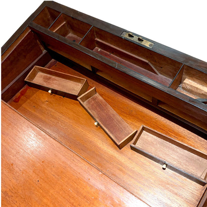 Victorian rosewood campaign writing slope, secret drawers