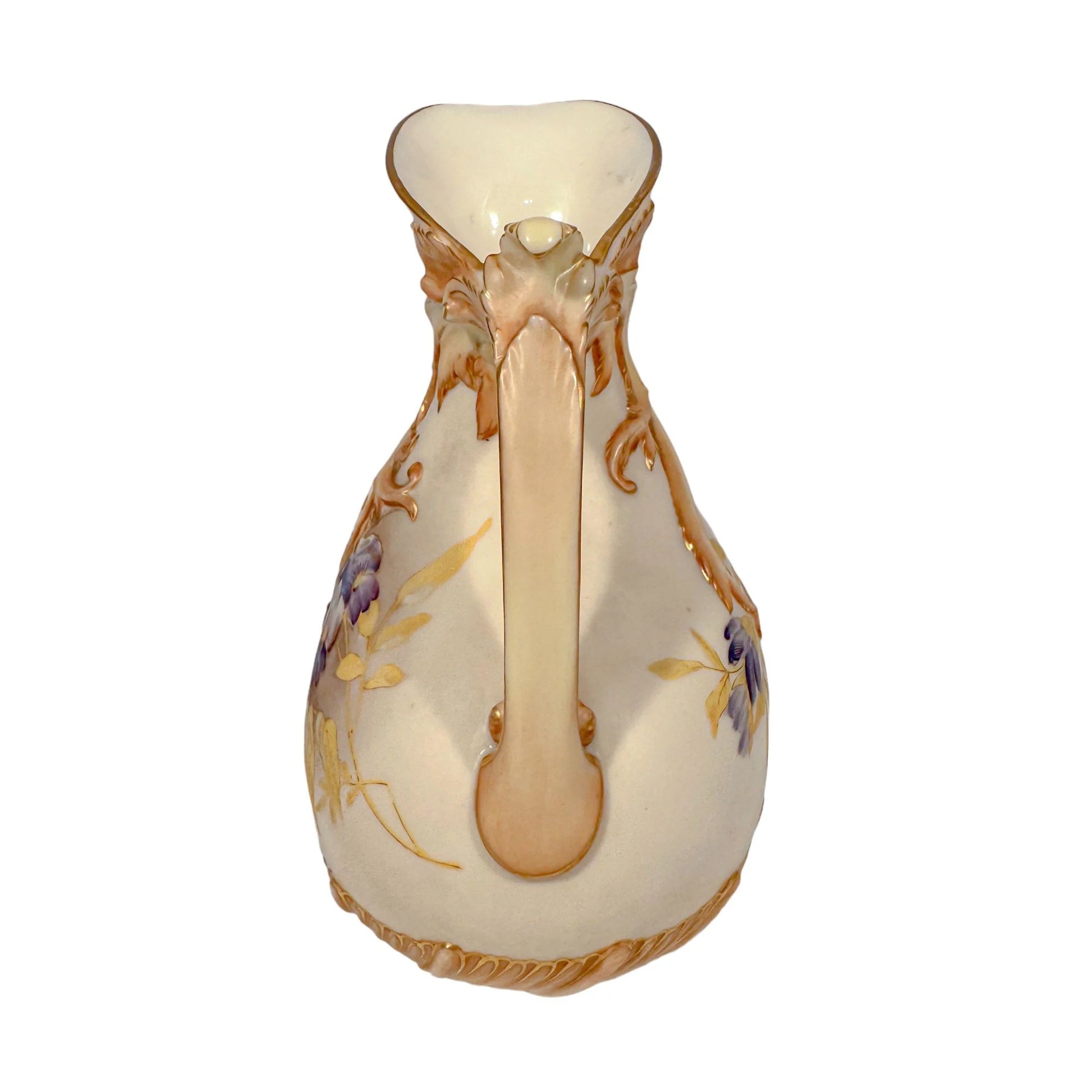 Art Nouveau Royal Worcester blush ivory asymmetric ewer vase