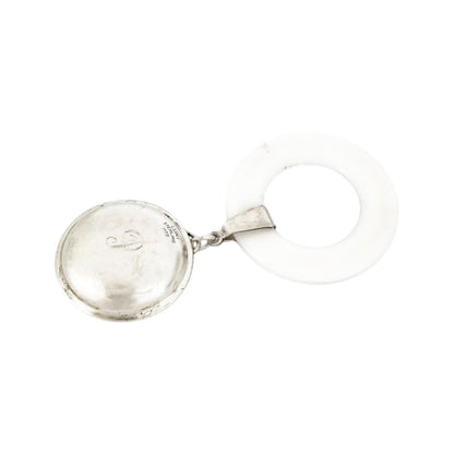 1910's USA Lunt sterling silver baby rattle teething ring
