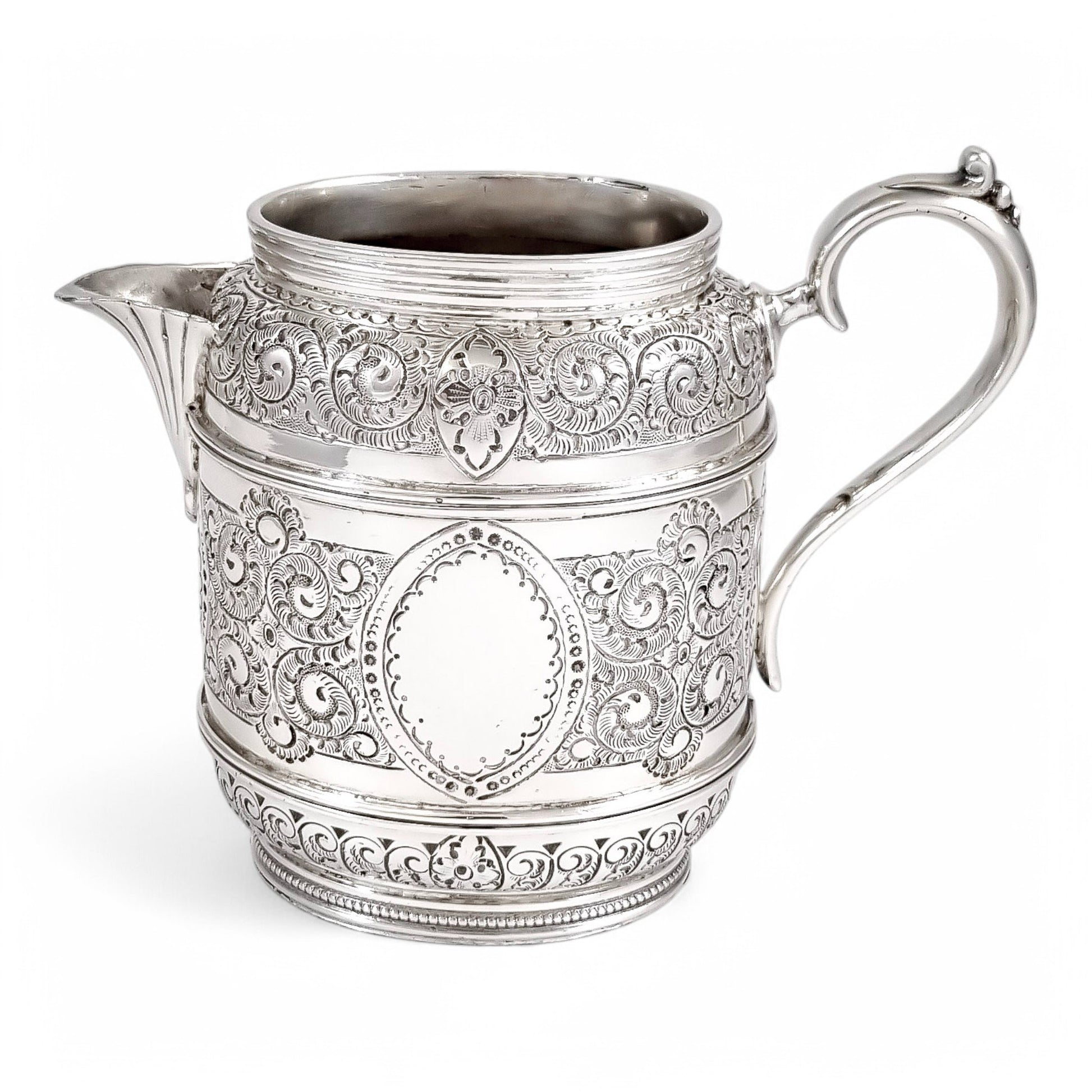 Antique Victorian silver plated three-piece tea set, Rococo Revival and Aestheticism, c. 1880s