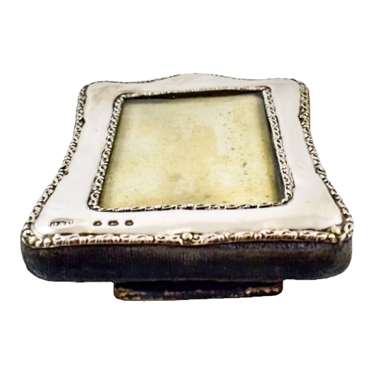 Edwardian sterling silver easel photo frame trimmed with scrolls