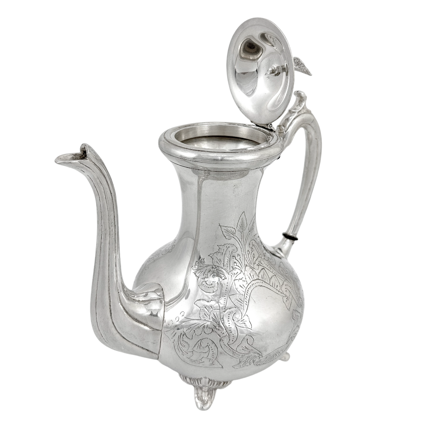 Victorian silver plated large four-piece tea and coffee set with bird finials to lids