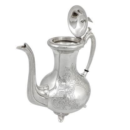 Victorian silver plated large four-piece tea and coffee set with bird finials to lids
