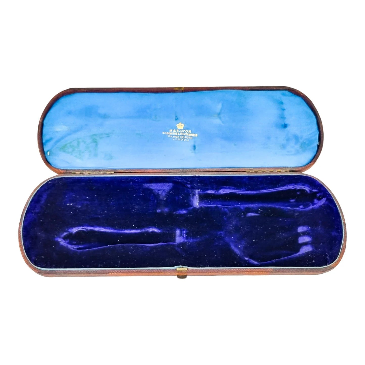 Cased Victorian sterling silver fish serving set with putto, lilies and dolphins, 1858