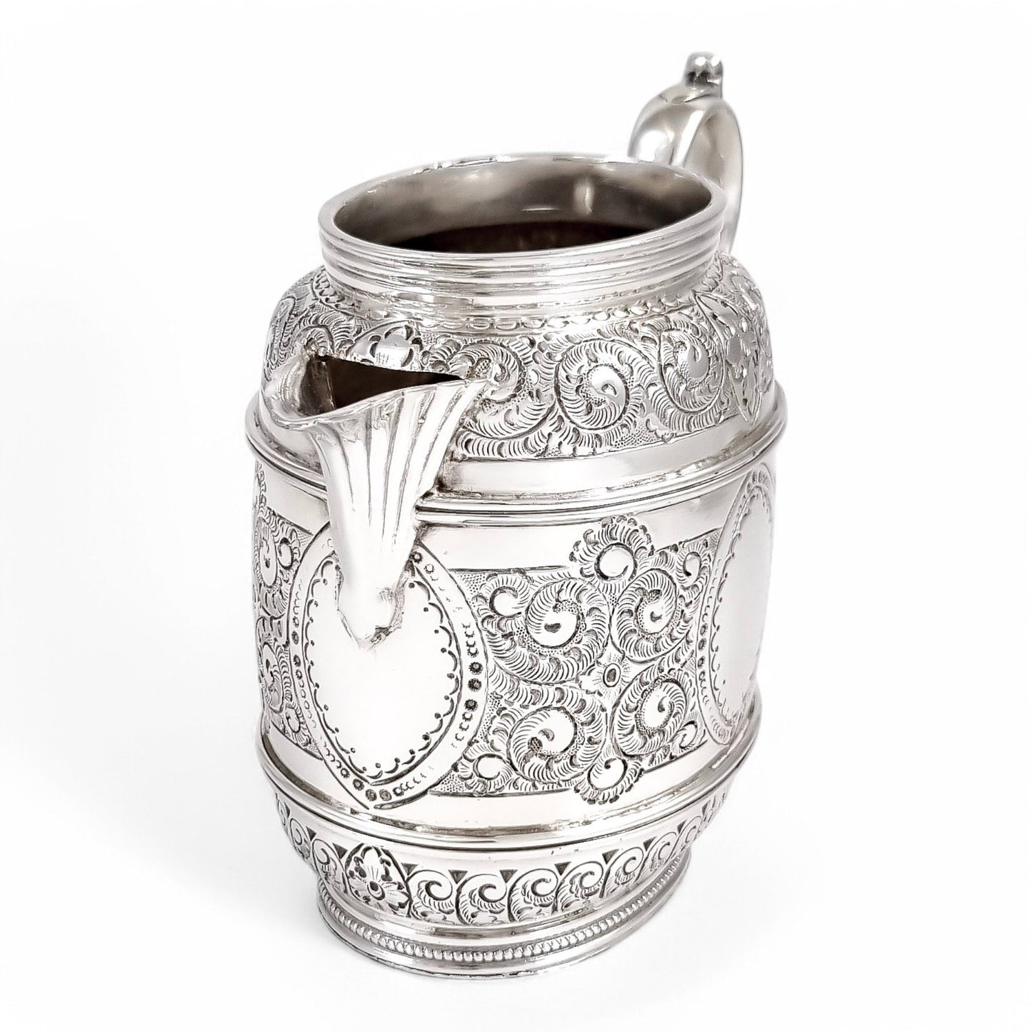 Antique Victorian silver plated three-piece tea set, Rococo Revival and Aestheticism, c. 1880s