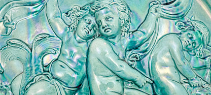 French 1890's Clément Massier huge iridescent turquoise wall charger