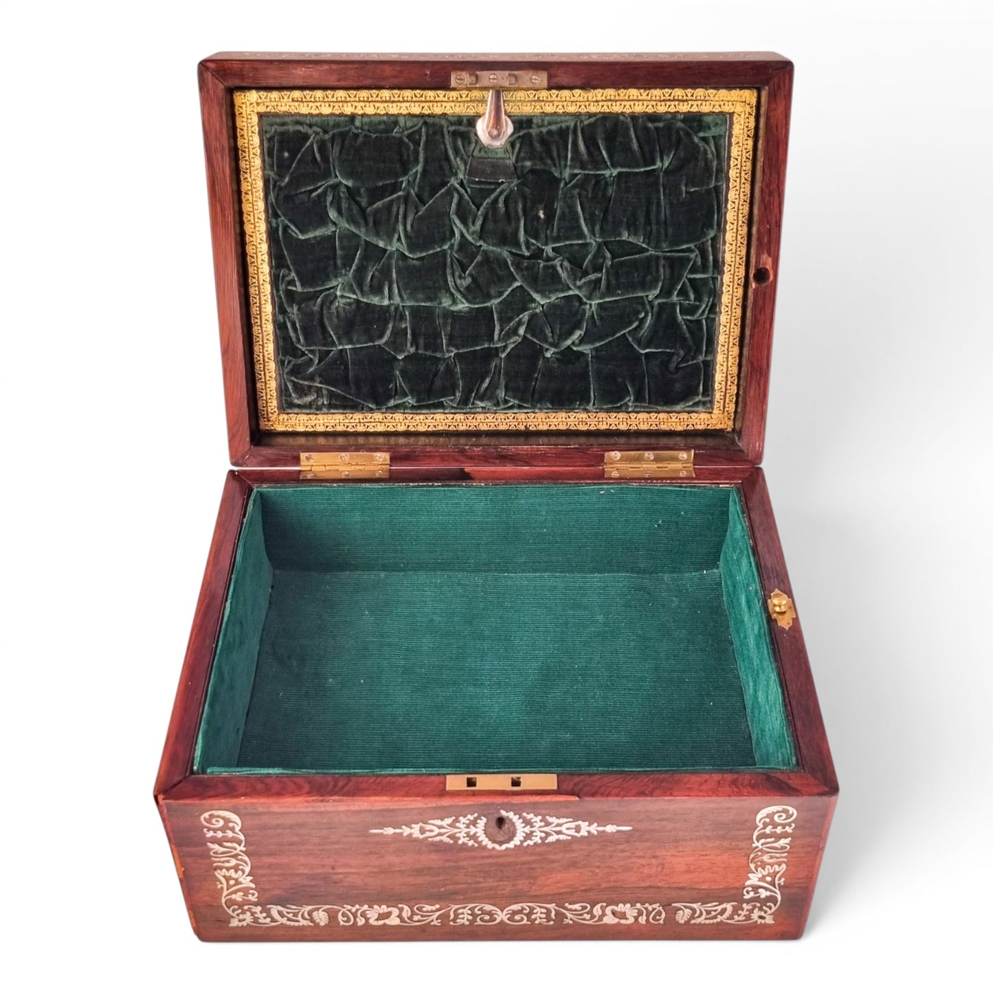 Victorian mother-of-pearl box, mirror & secret drawer