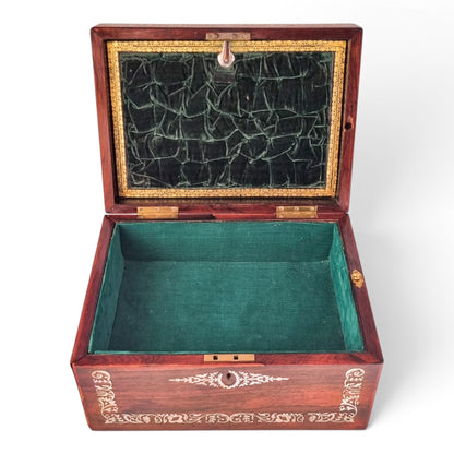 Victorian mother-of-pearl box, mirror & secret drawer