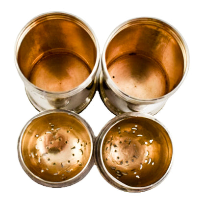 Pair of Victorian sterling silver pepper salt shakers with ribbed girdles