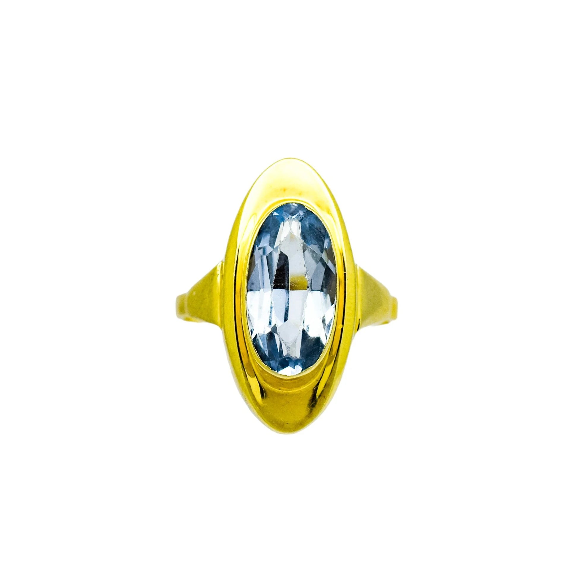 Vintage 14ct yellow gold 4.5ct spinel cocktail dress ring, size N ½