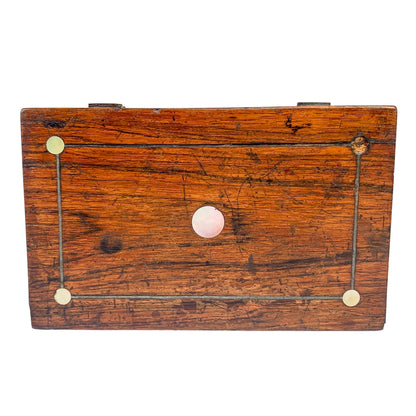 Victorian mahogany and mother of pearl jewellery trinket storage box