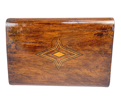 Victorian walnut workbox / jewellery storage box with working key and lift out lid