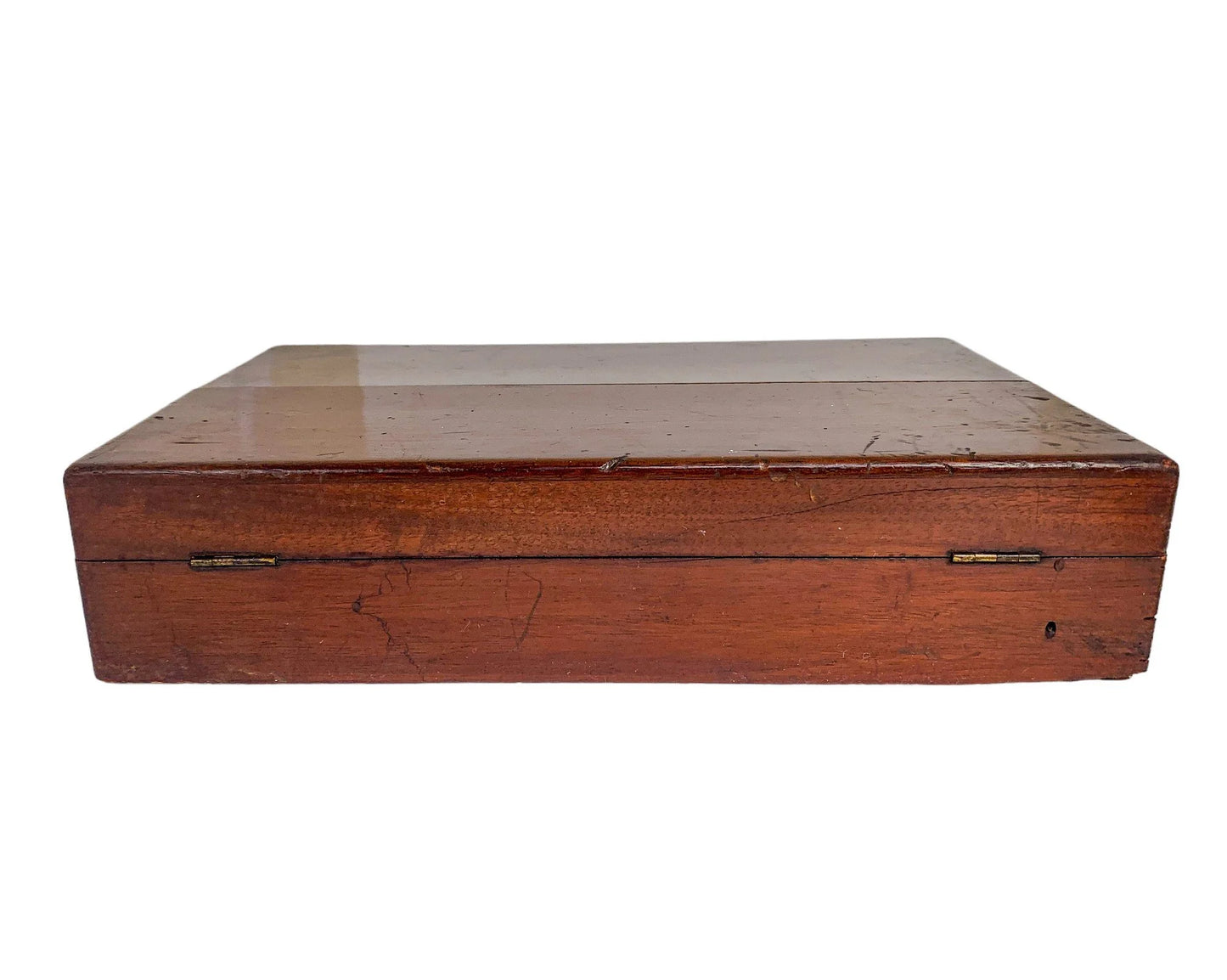 Wooden Victorian portable travelling campaign folding card table with labelled card slots