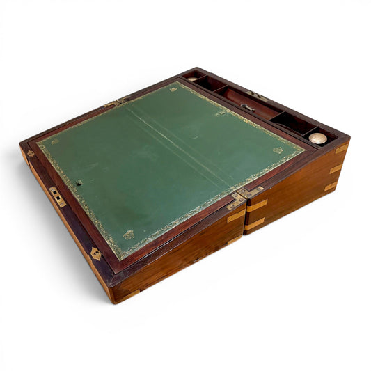 Victorian mahogany writing slope, secret drawers, working key