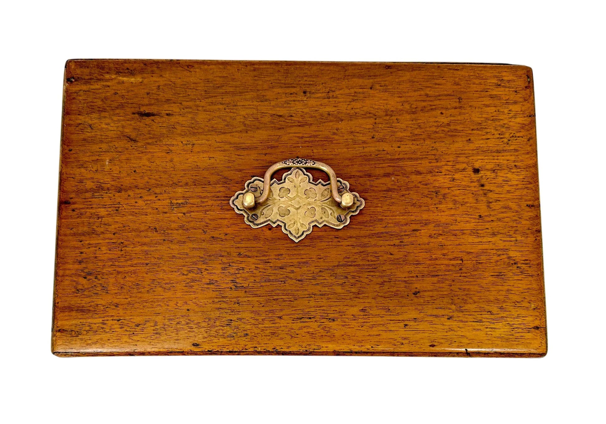 Arts and Crafts oak jewellery box with removable trays and working key