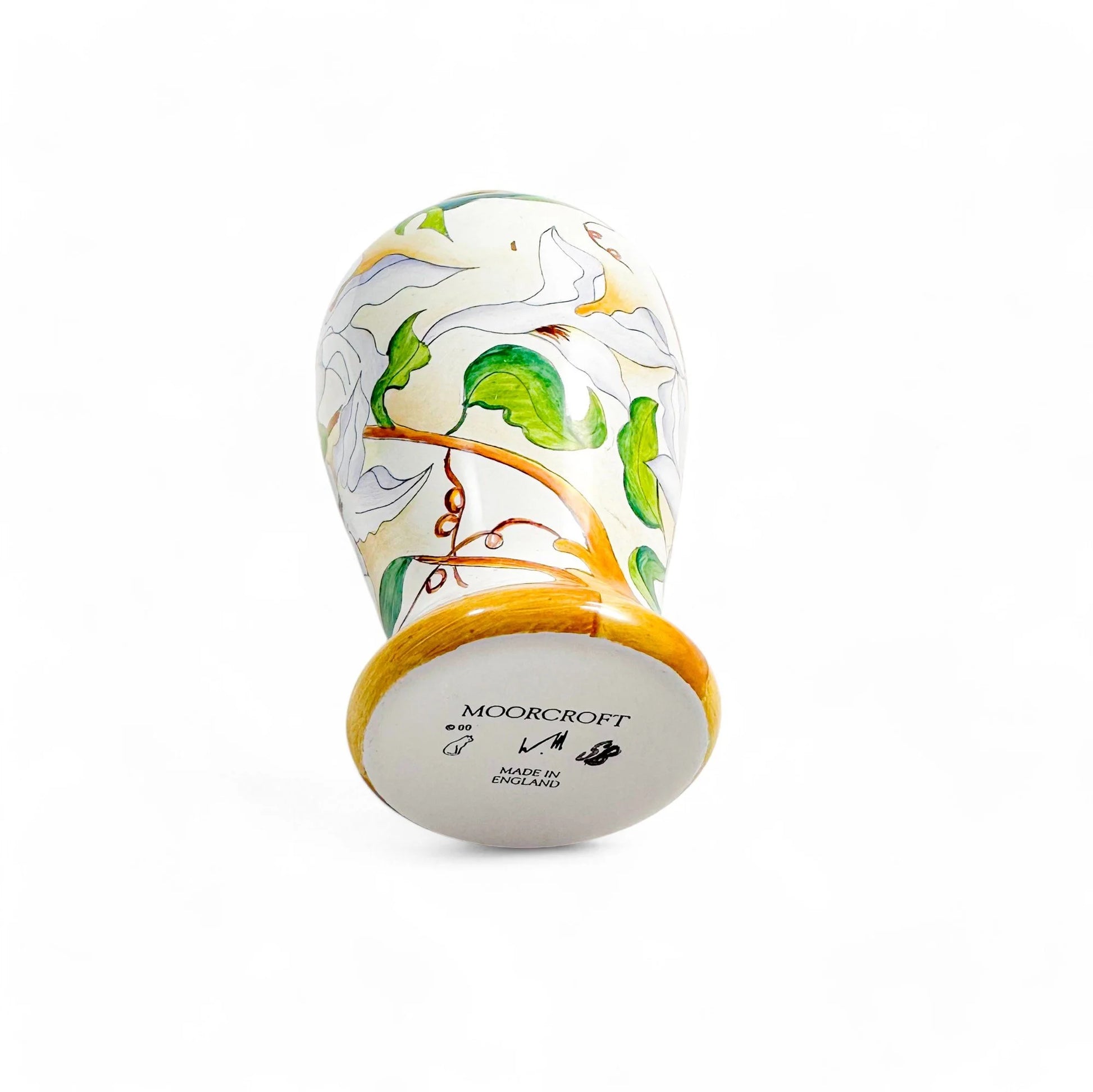 Vintage Moorcroft Enamels miniature vase with narcissus white flowers