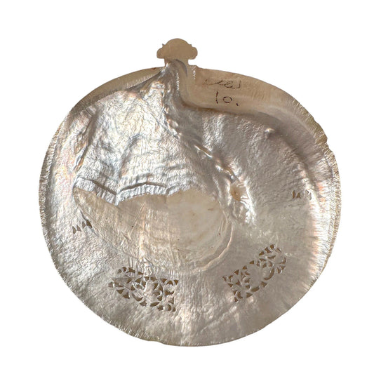19th century pilgrim's souvenir from The Holy Land, mother of pearl carved shell of Jesus' Resurrection