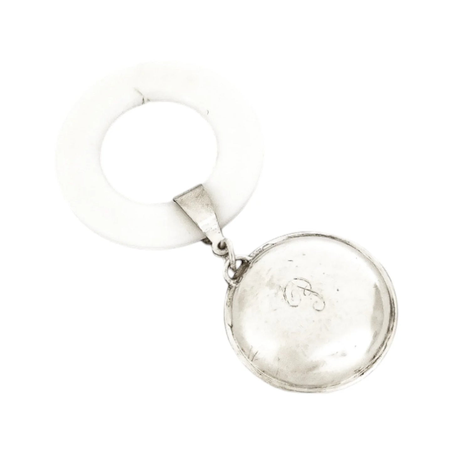 1910's USA Lunt sterling silver baby rattle teething ring