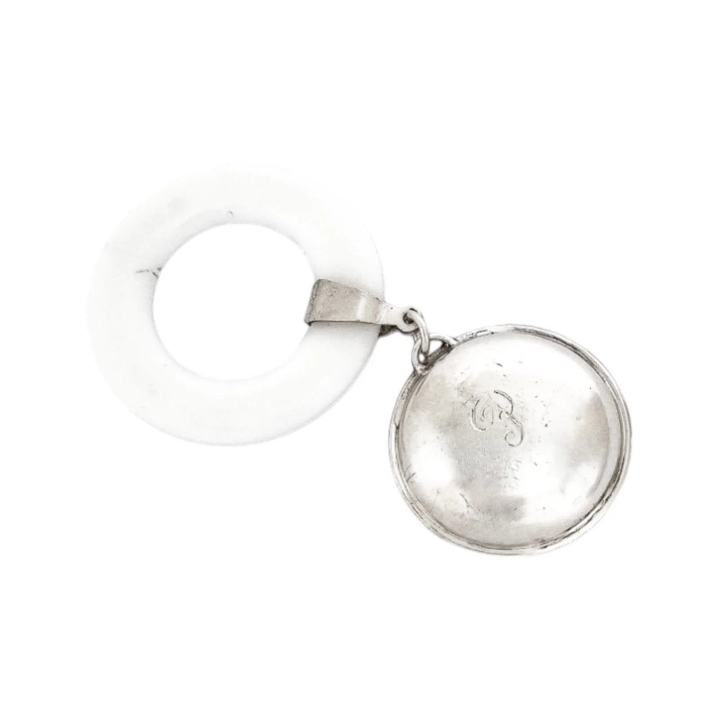 1910's USA Lunt sterling silver baby rattle teething ring
