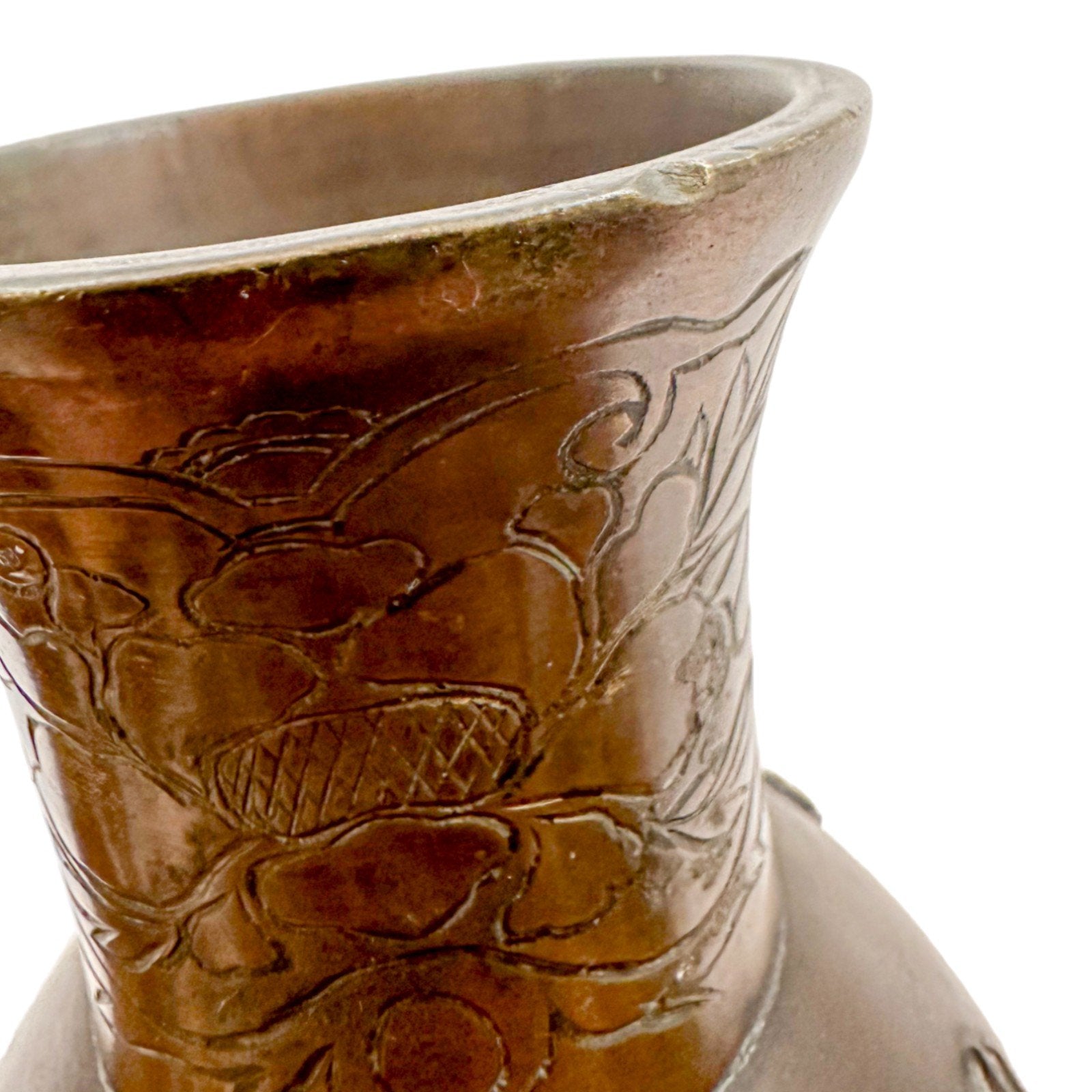 Japanese Meiji era baluster bronze vase with flower and bird motif