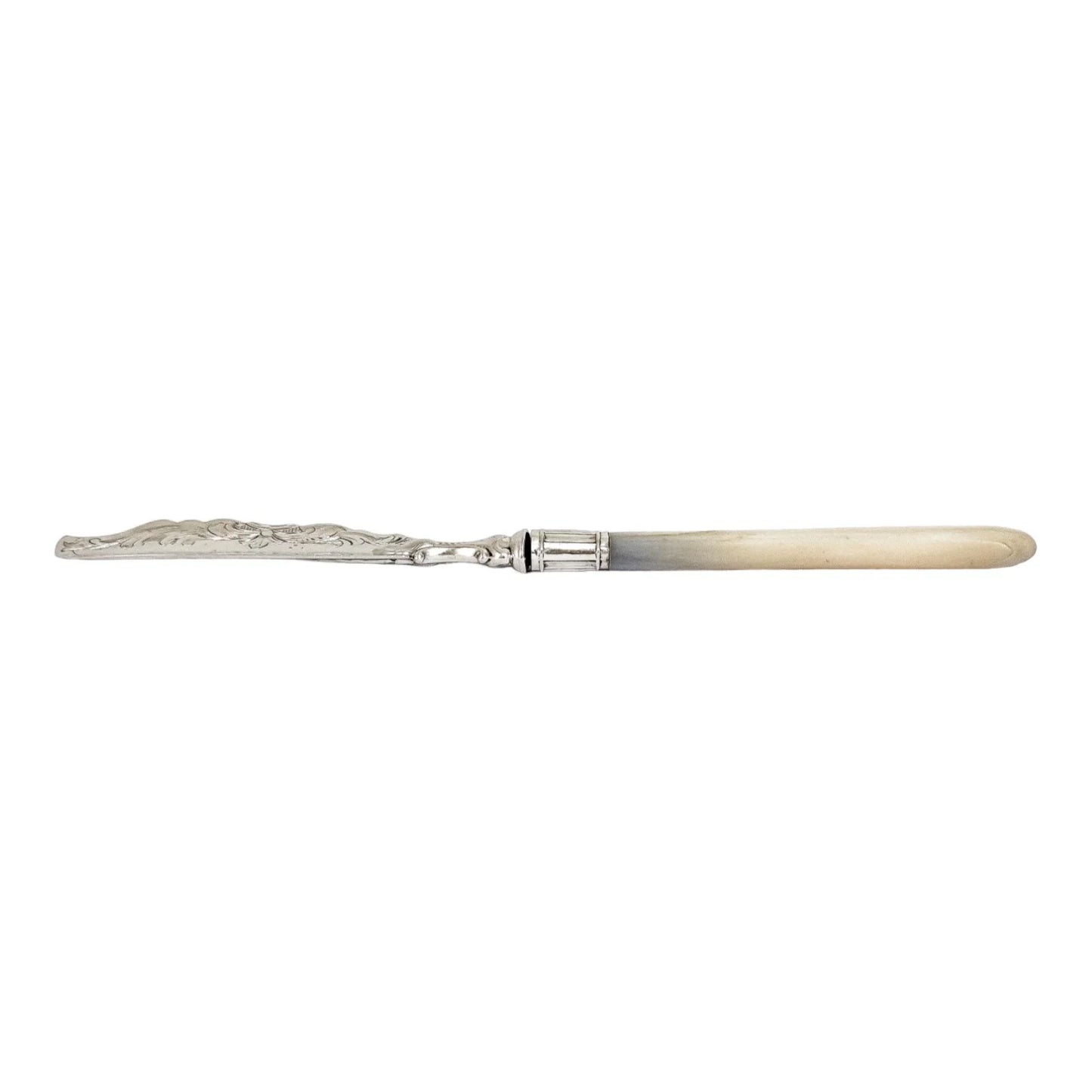 Victorian sterling silver master butter knife with mother-of-pearl handle