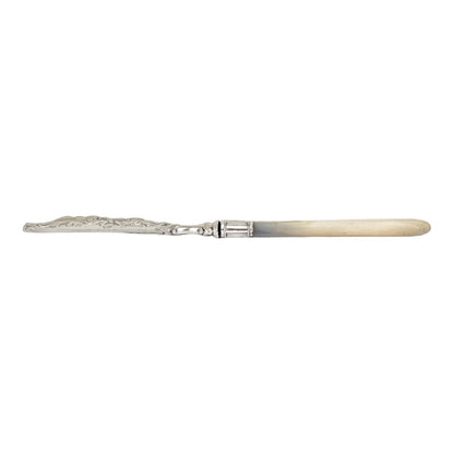 Victorian sterling silver master butter knife with mother-of-pearl handle