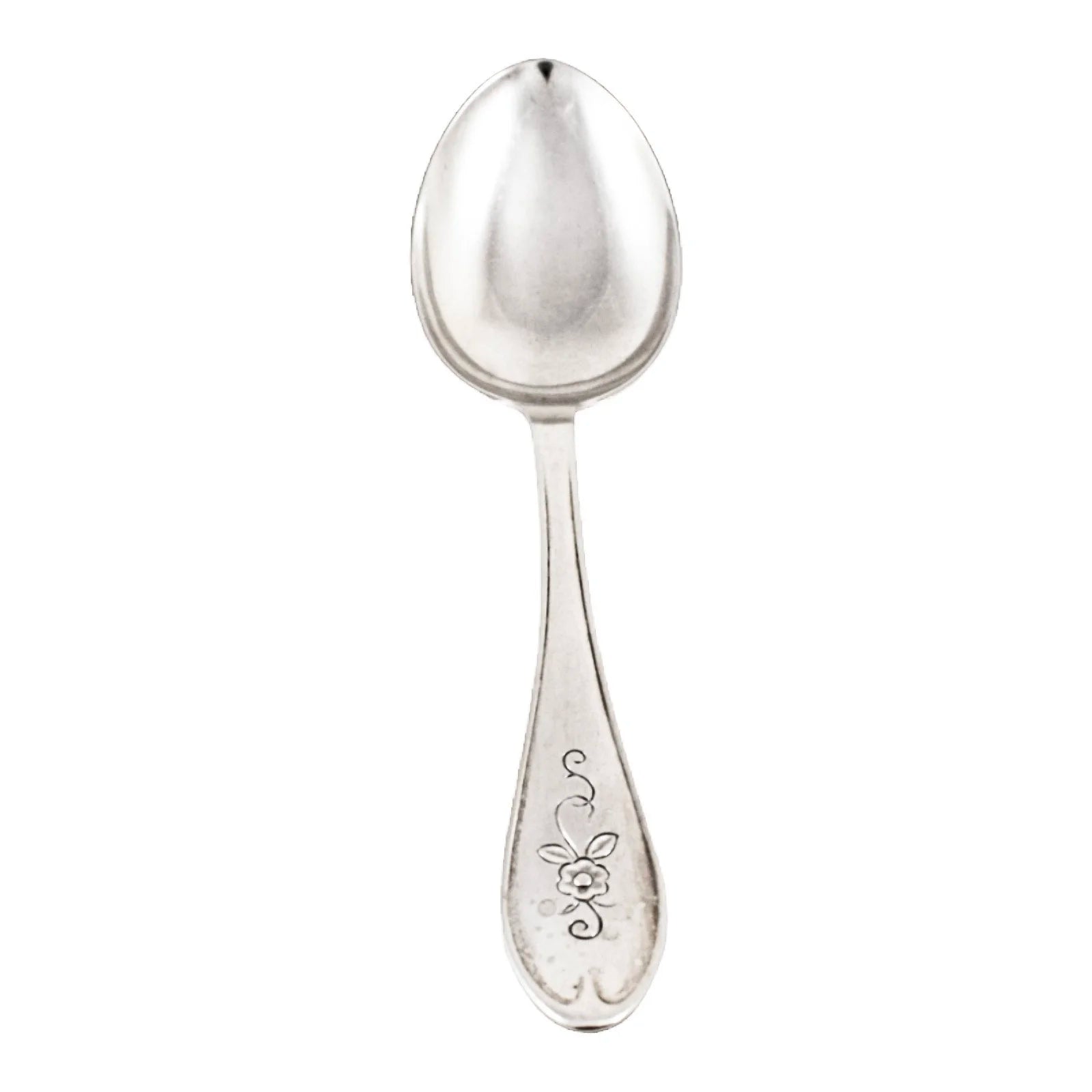 Art Deco Danish 830 silver large serving spoon engraved with flower, DGS