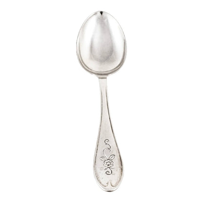 Art Deco Danish 830 silver large serving spoon engraved with flower, DGS