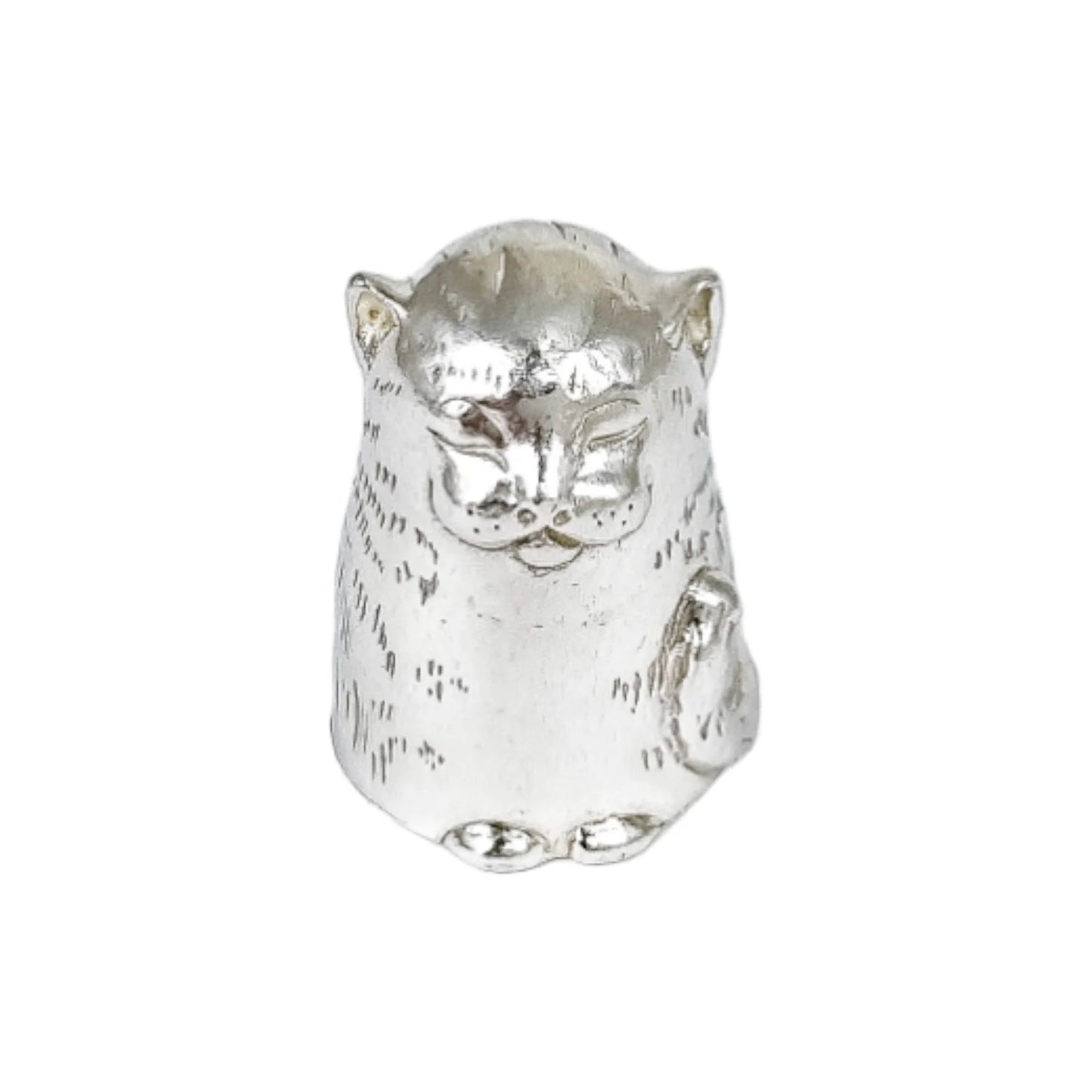 Vintage Clive & Clarissa Cooke sterling silver large novelty cat thimble