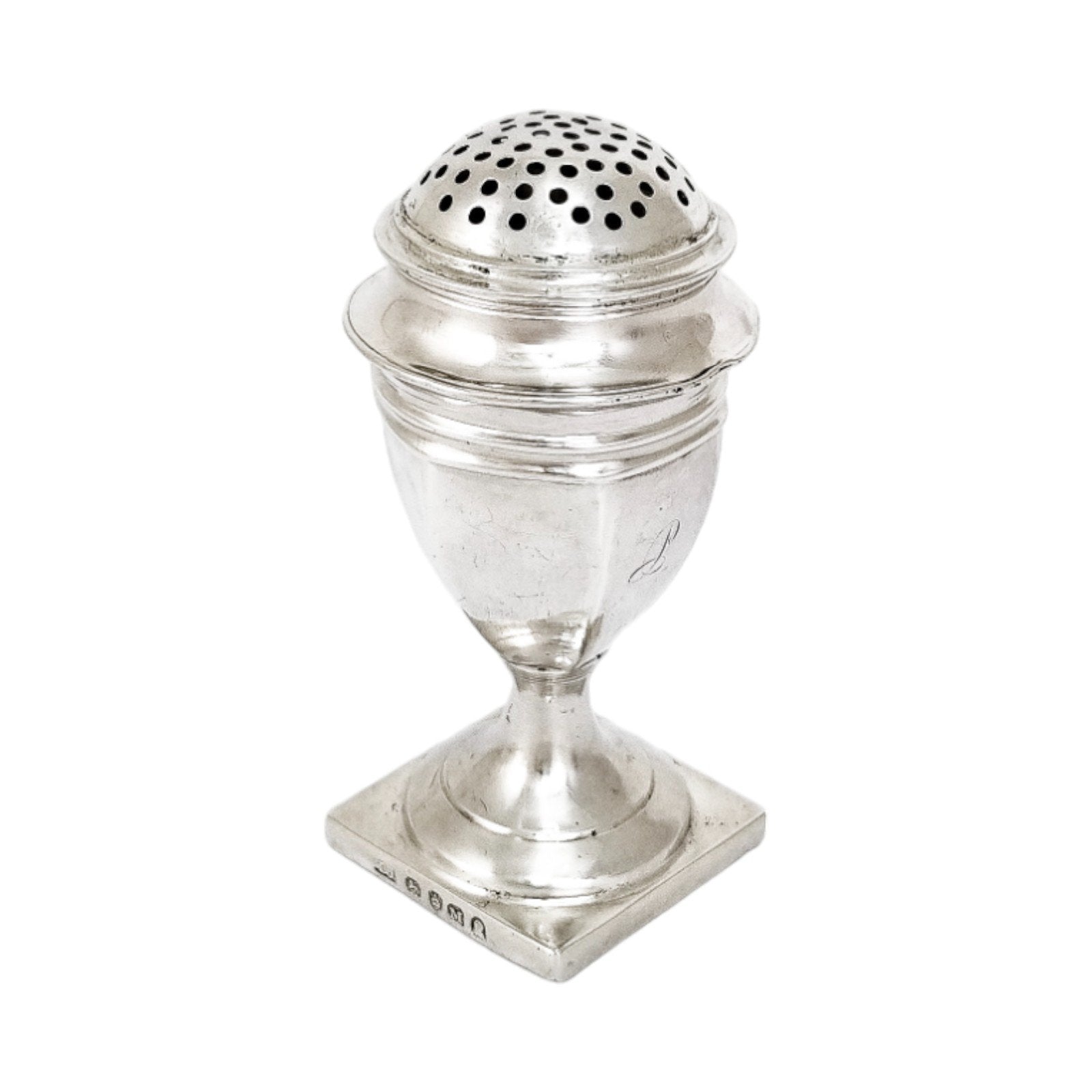 George III Thomas Johnson sterling silver sugar spice caster / muffineer, 1807
