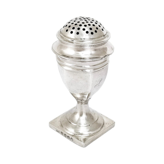 George III Thomas Johnson sterling silver sugar spice caster / muffineer, 1807