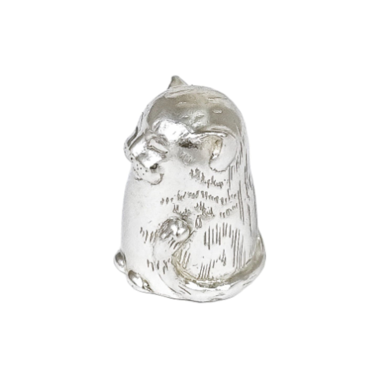 Vintage Clive & Clarissa Cooke sterling silver large novelty cat thimble