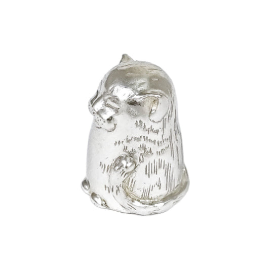 Vintage Clive & Clarissa Cooke sterling silver large novelty cat thimble