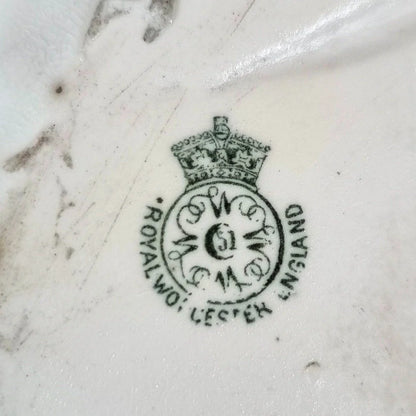 Victorian Royal Worcester "Blanc de Chine" wall pocket in the shape of a leaf with a bird on top