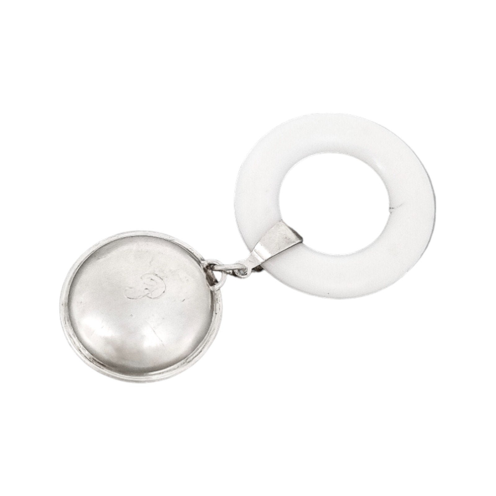 1910's USA Lunt sterling silver baby rattle teething ring