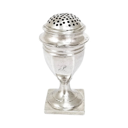 George III Thomas Johnson sterling silver sugar spice caster / muffineer, 1807