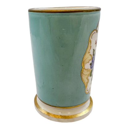 George III Spode porcelain sky blue cylindrical miniature spill vase / matchpot