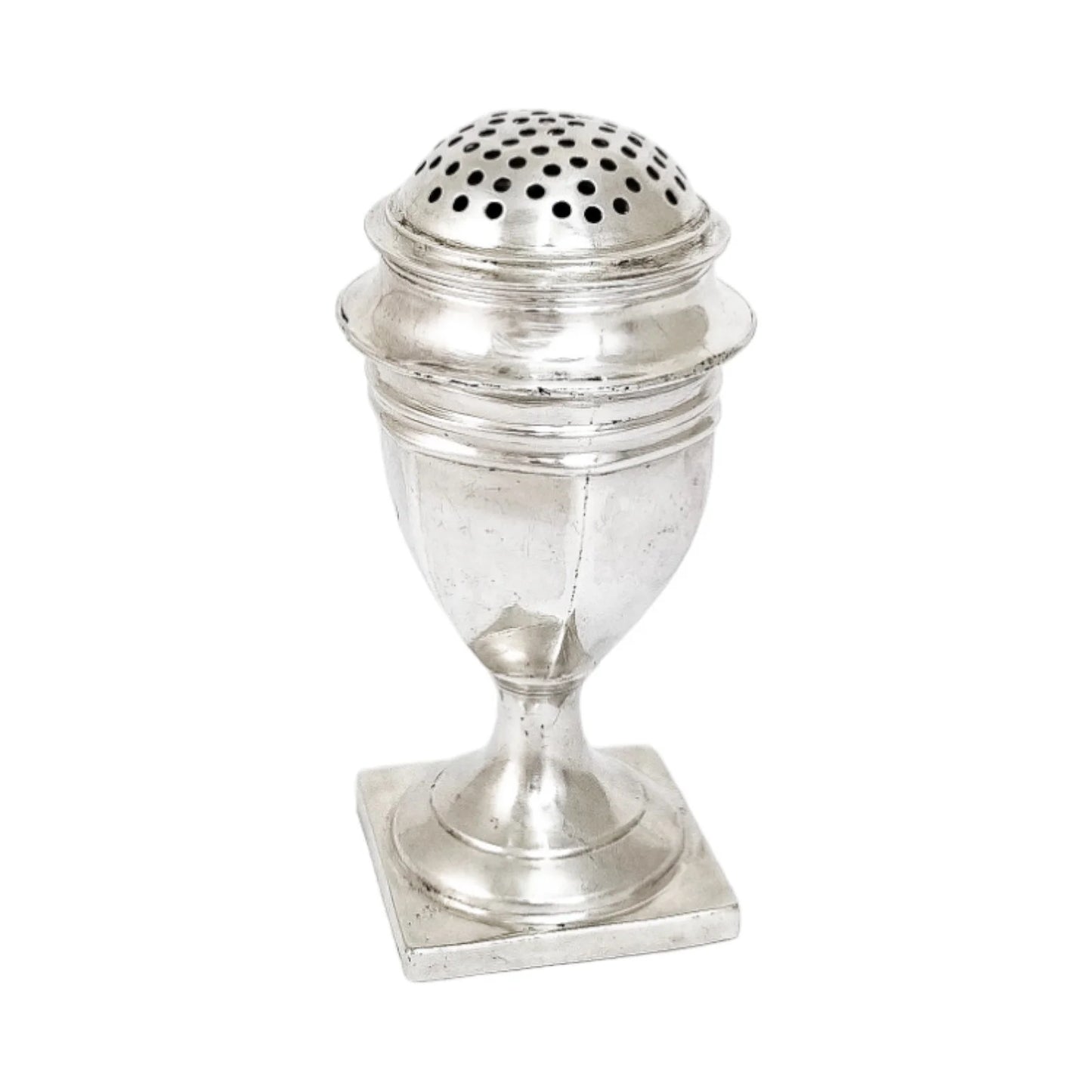 George III Thomas Johnson sterling silver sugar spice caster / muffineer, 1807