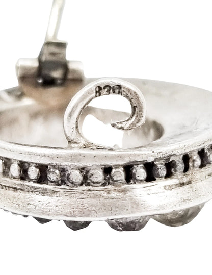 Victorian old mine cut paste silver crescent moon brooch