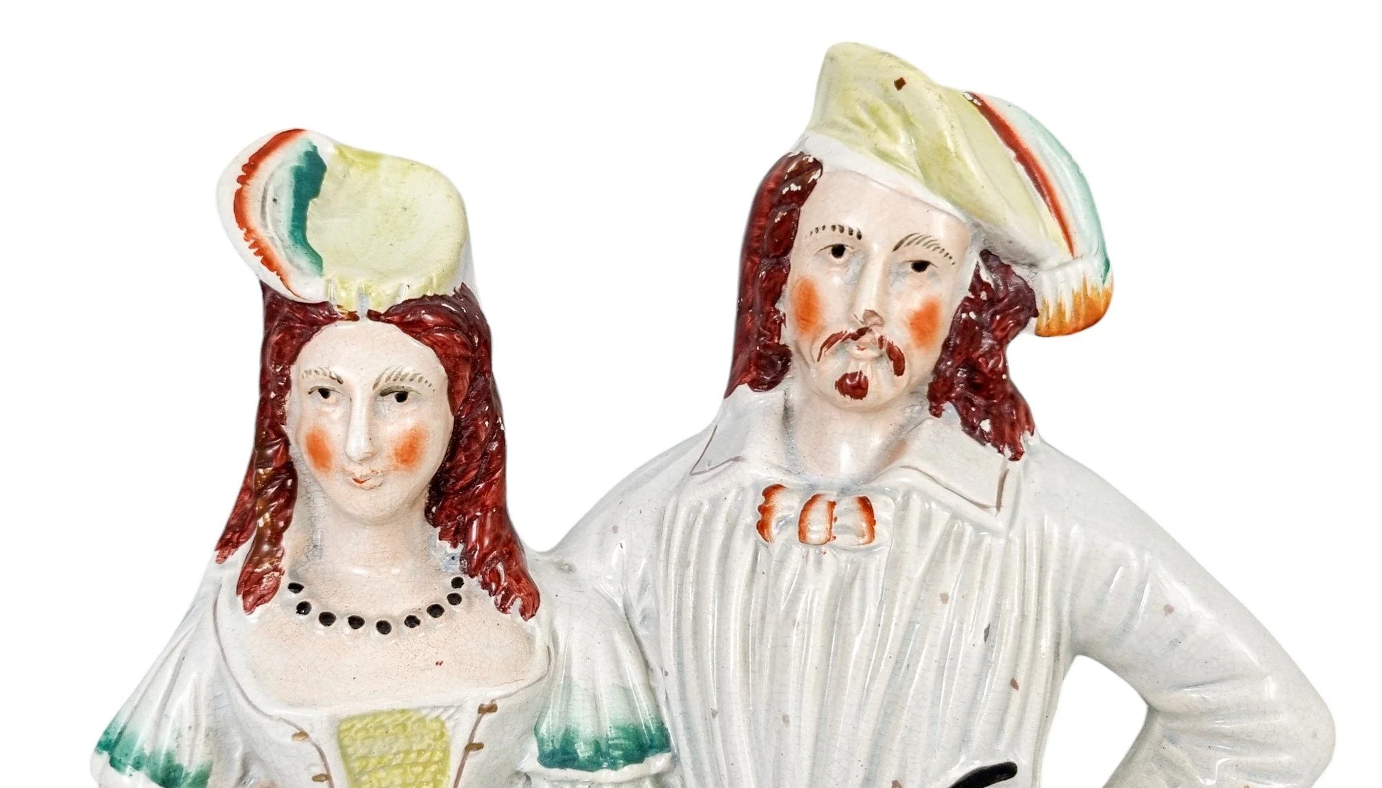 Large Victorian Staffordshire pearlware figure of Albanian farmer and his wife at harvest