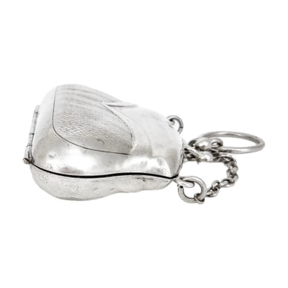 George V sterling silver coin purse evening bag finger ring chain, vacant cartouche